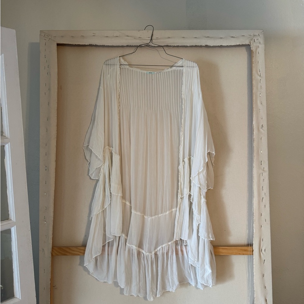 Flowy Cream Boho Pleated Tunic